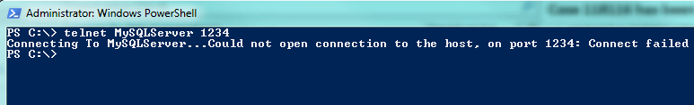 Failed test via telnet
