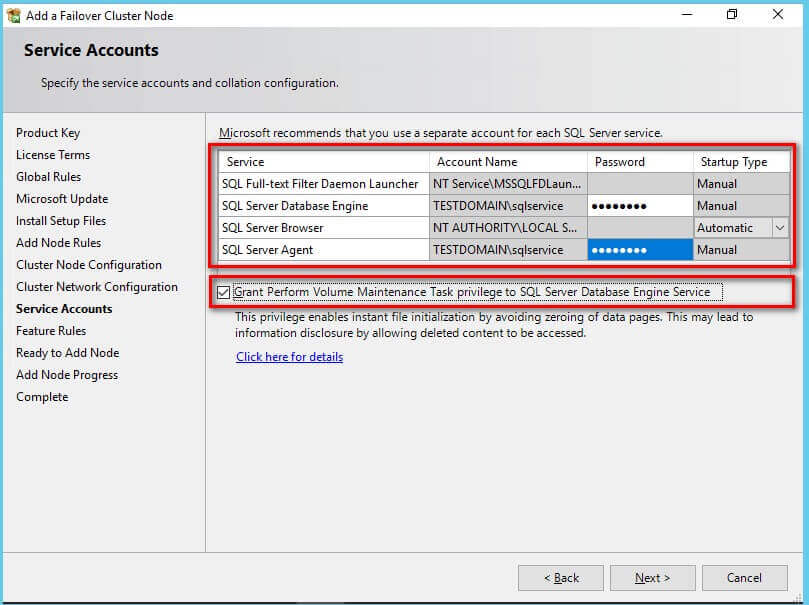 service accounts