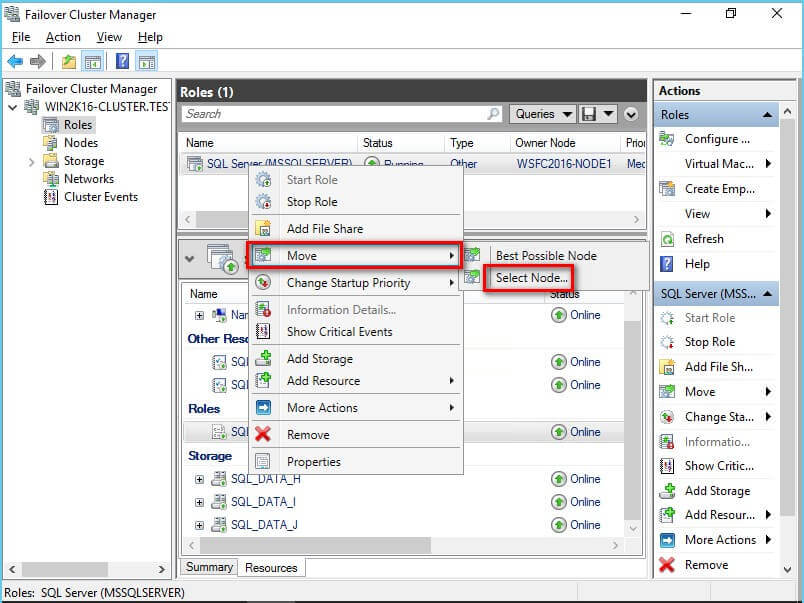failover cluster manager