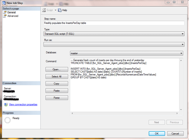 New SQL Server Agent Job Step