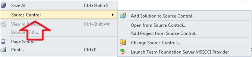Source Control Menu in SQL Server Management Studio