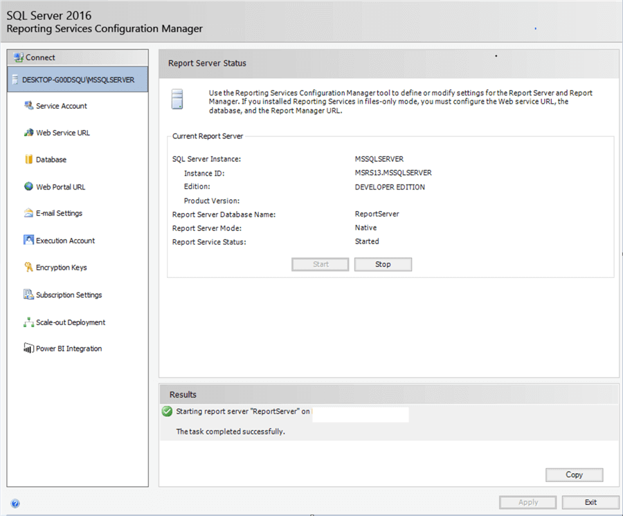 reporting services configuration manager