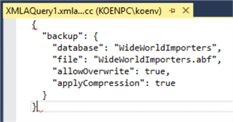 TMSL output for backup command