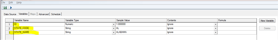 TM1 Input variables Section