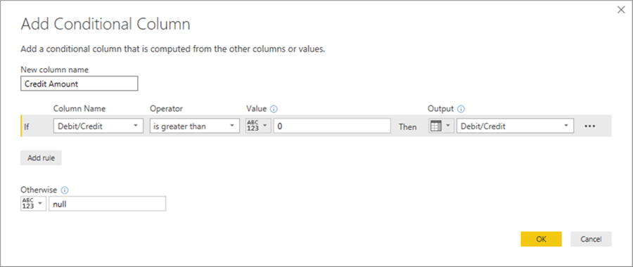 Adding credit amount column - Description: Adding credit amount column