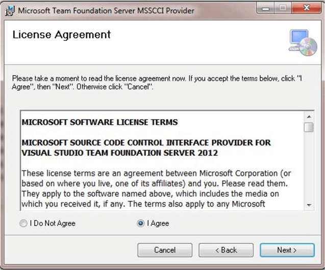 Microsoft Team Foundation Server Plug-in Installation License Agreement