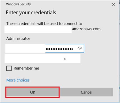 Double click on Downloaded Remote Desktop File and add the credential and hit Connect. - Description: Double click on Downloaded Remote Desktop File and add the credential and hit Connect.