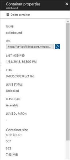 Azure SQL DW & PolyBase - Container - Description: Screen shot from the portal showing the correct number of files.