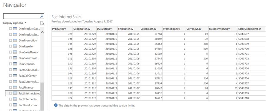 PowerBI Data Table - Description: Data Table