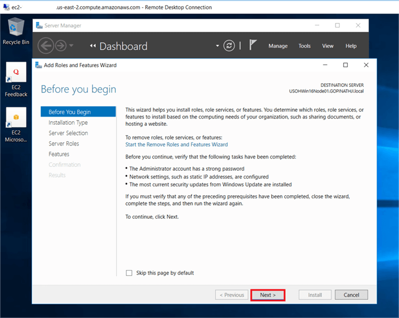 Now let’s install .Net Framework 3.5 features and failover clustering features. - Description: Now let’s install .Net Framework 3.5 features and failover clustering features.
Go to server manager dashboard and click on Add roles and features.
