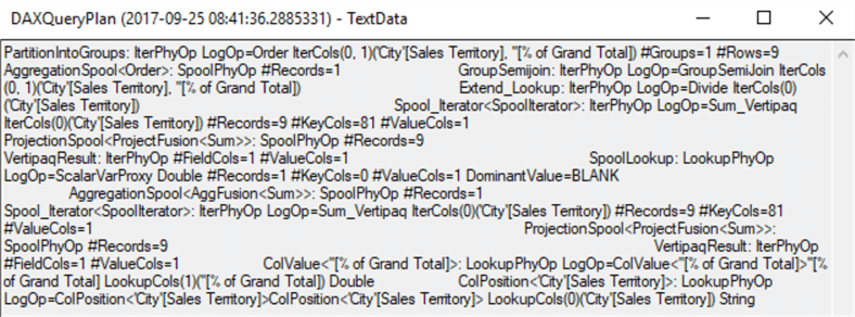 physical DAX query plan