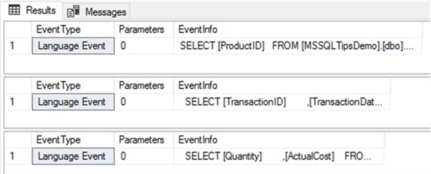 SQL Server DBCC INPUTBUFFER Result