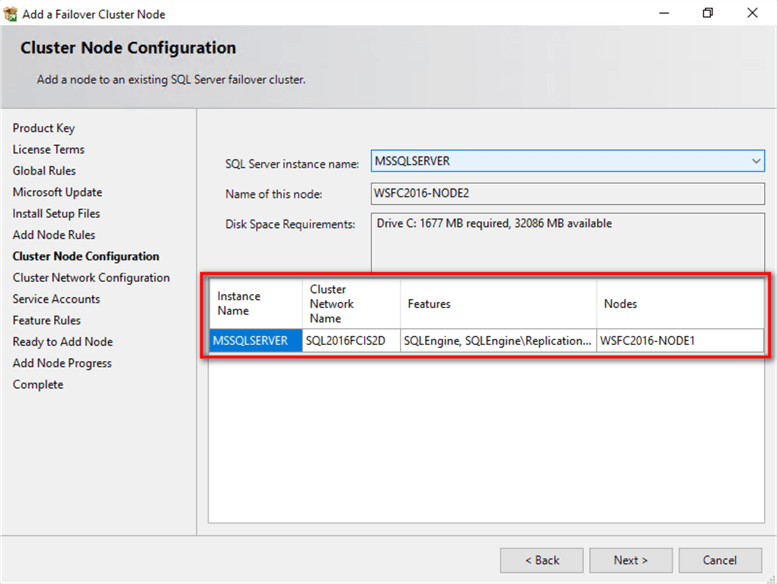 cluster node configuration
