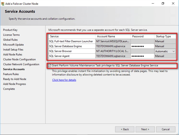 service accounts