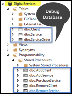 debug database