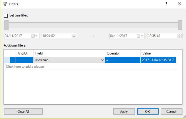 Filter result sets in Xevent profiler