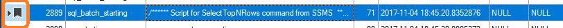 symbol of Bookmarks on statements in Xevent profiler