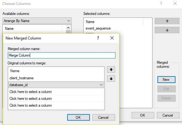 Define Merged columns in Xevent profiler