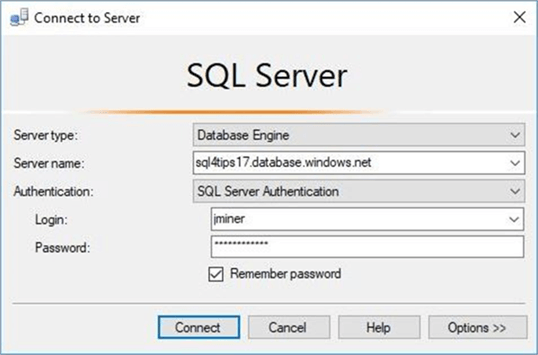 SSMS - Connect to server - Description: Starting our POC effort.