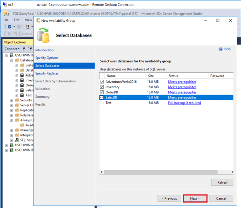 select availability group databases