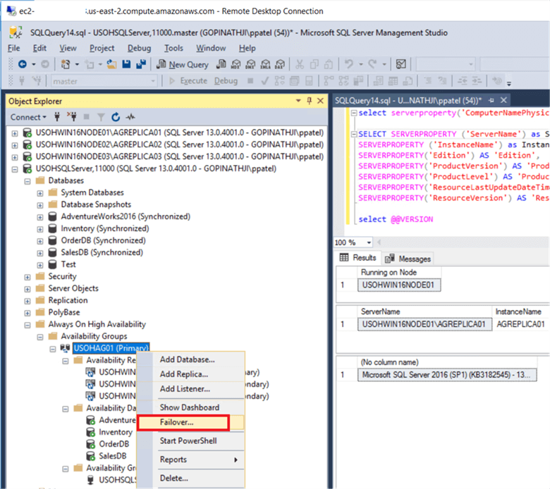 availability group failover