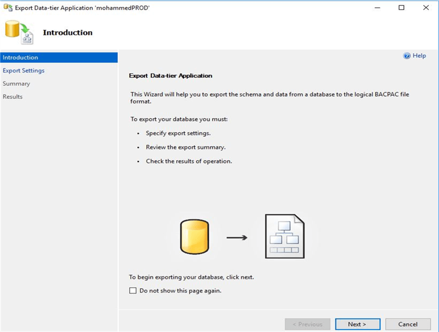 Export data-tier application intro