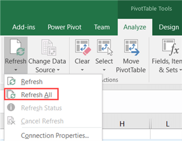 refresh through pivottable