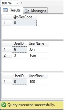 query results