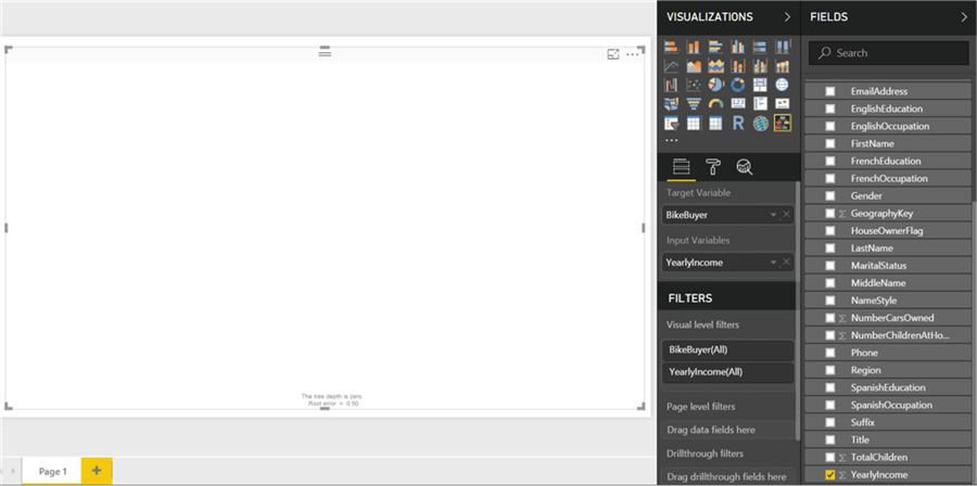 Input Variable for Decision Tree in Power BI Desktop - Description: Input Variable