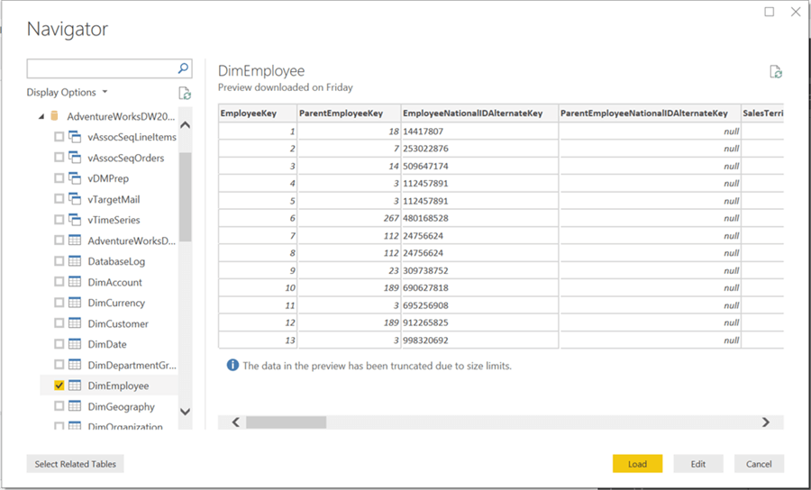Load Data in Power BI - Description: Load Data