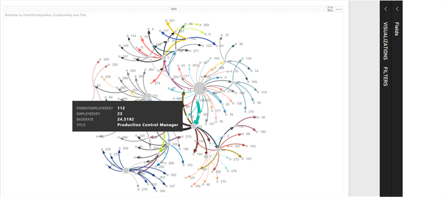 Force-Directed Graph with data access via hovering your mouse in Power BI - Description: Force-Directed Graph