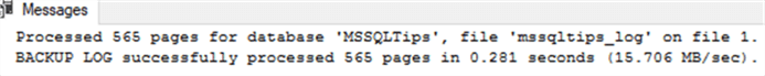 SQL Server Backup Transaction Log scipt executed