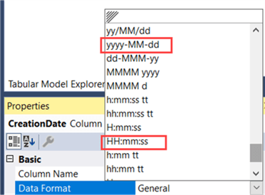 SSAS format date and time