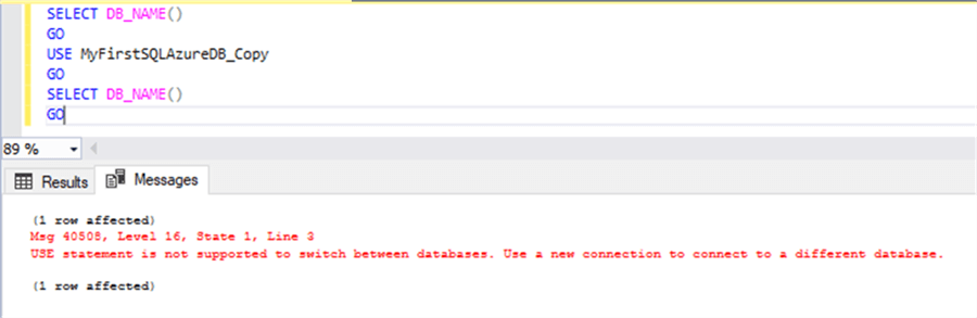 SSMS - USE example - error
