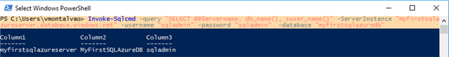 execute a query on any of your databases by running the Invoke-sqlcmd cmdlet