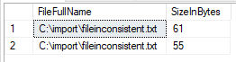 Result of query