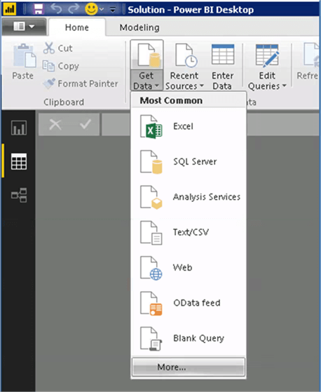 Open Get Data Menu - Description: Open Get Data Menu