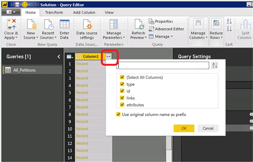 Expand columns - Description: Expand columns