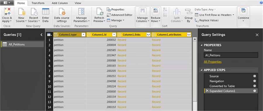 Expand columns for attributes - Description: Expand columns for attributes