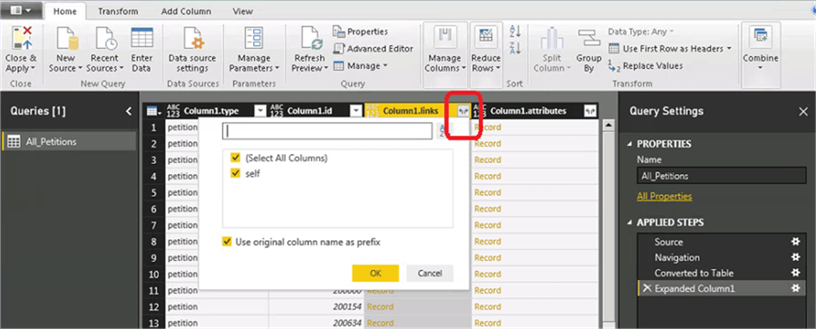 Expand links columns - Description: Expand links columns