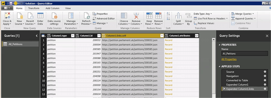 Expanded link column - Description: Expanded link column