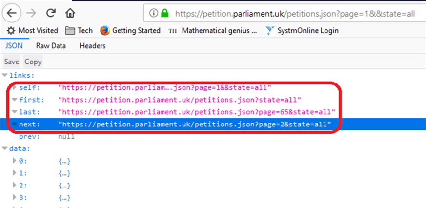 JSON First Page - Description: JSON First Page