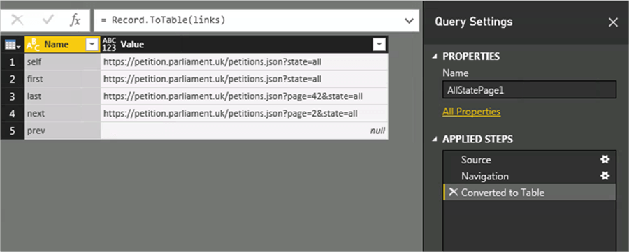 Load Links into table - Description: Load Links into table
