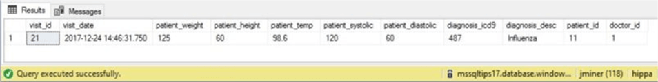 Query - Insert new visit. - Description: Ashely Campbell has influenza.