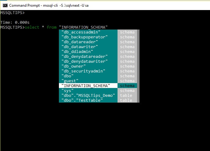 MSSQL-cli auto scaping