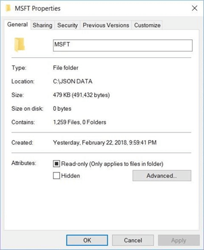 Cosmos DB - MSFT JSON Documents - Description: The complete set of JSON documents for the MSFT stock symbol for years 2013 to 2017.