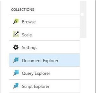 Cosmos DB - Collection Sub Menu - Description: The actions that you can perform on a given collection.