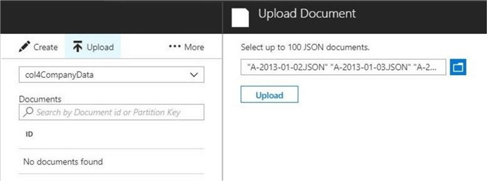 Cosmos DB - Document Explorer - Description: Adding 7 records to our company data collection.