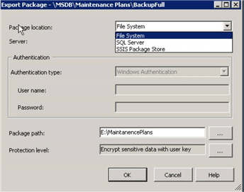 integration services export package