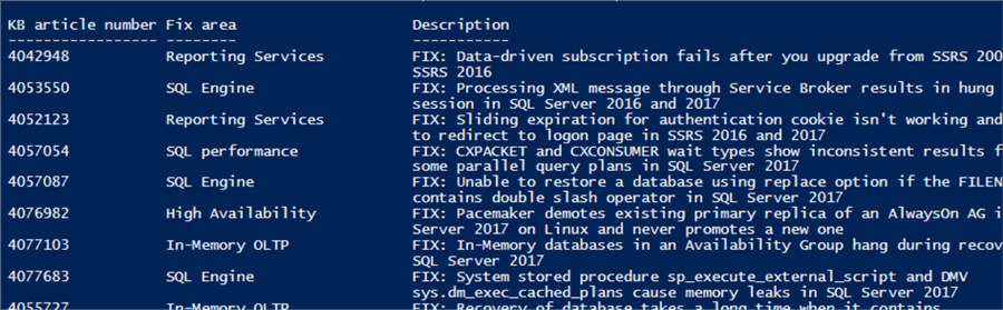 sql server hotfixes extracted data